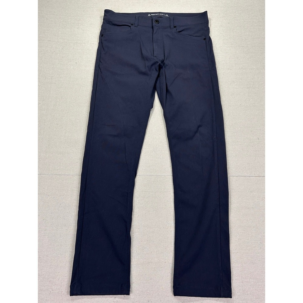 Western Rise AT Pant Mens 33 Navy Blue Performance Stretch Travel Chino Trousers